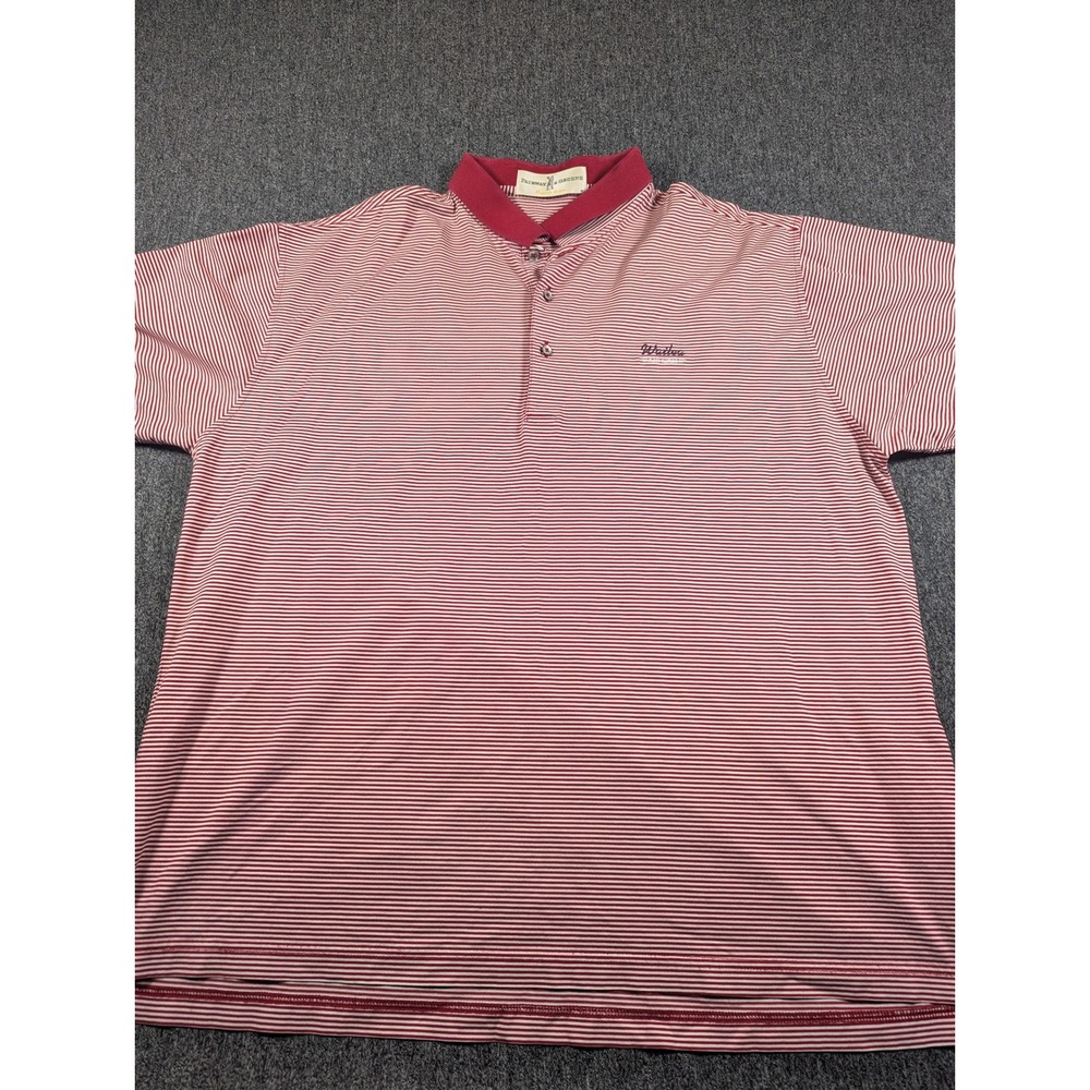 Fairway & Greene Mens Wailea Hawaii Mercerized Cotton Striped Polo Shirt Red L
